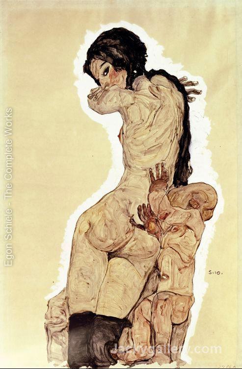Mother and child by Egon Schiele paintings reproduction